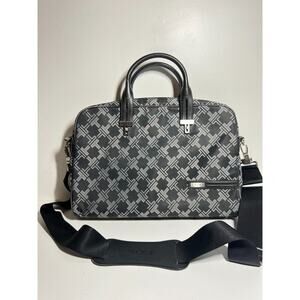 Tumi Black/Gray Monogram Laptop Computer Travel Commute Bag Messenger Strap